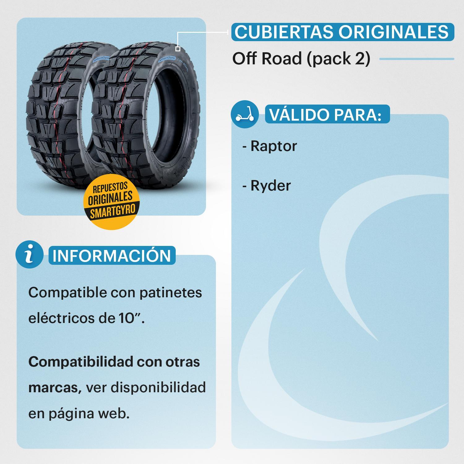 Pack de 2 Cubiertas Off-Road para smartGyro Raptor/Ryder 3/7