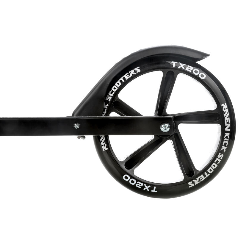 TROTINETE STRAIGHT UNISSEXO PRETO DOBRÁVEL COM TRAVÃO NO GUIADOR 200MM RAVEN