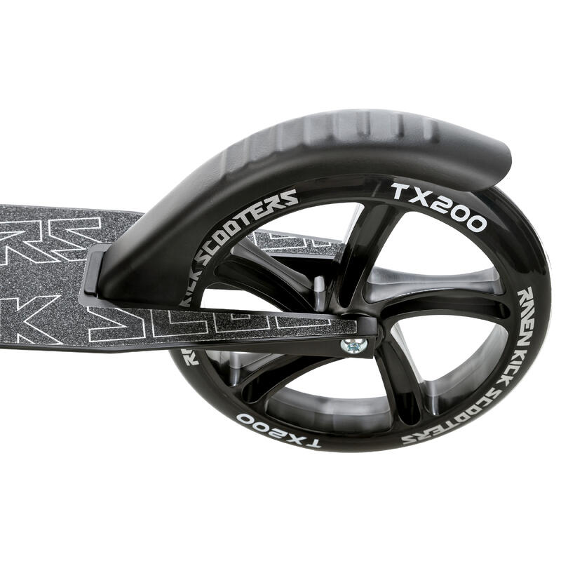TROTINETE STRAIGHT UNISSEXO PRETO DOBRÁVEL COM TRAVÃO NO GUIADOR 200MM RAVEN