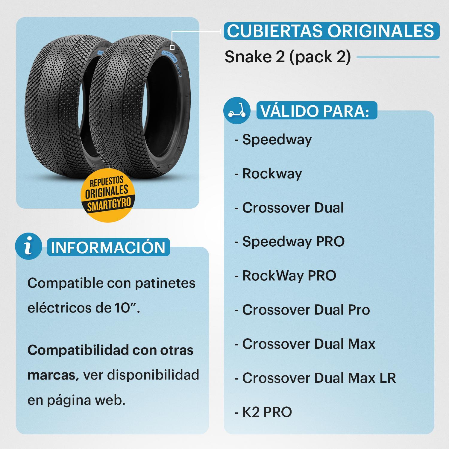 Pack de 2 Cubiertas Snake 2 para Smartgyro (SW/RW/CO) 3/5