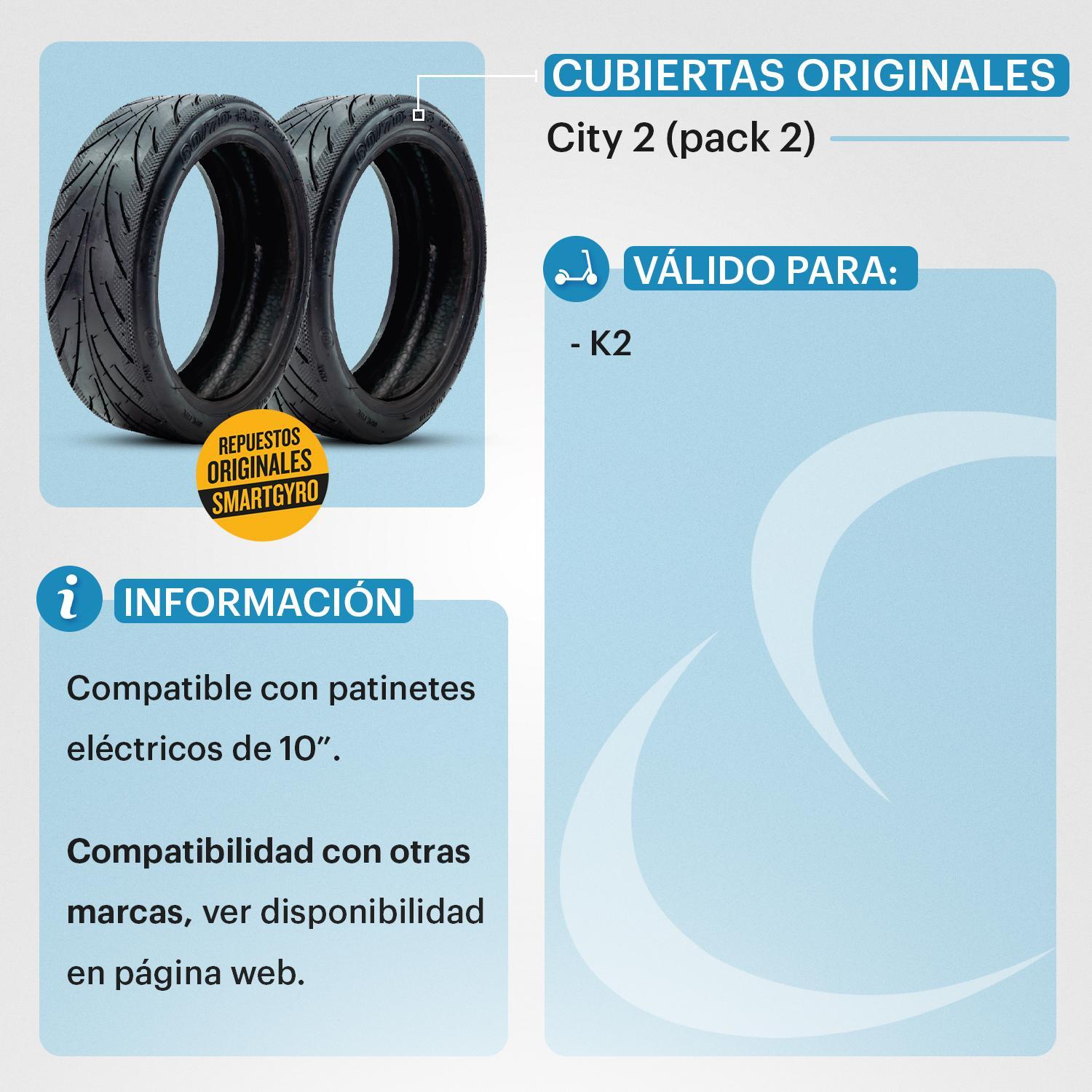 Pack de 2 Cubiertas City 2 para Smartgyro K2 4/5