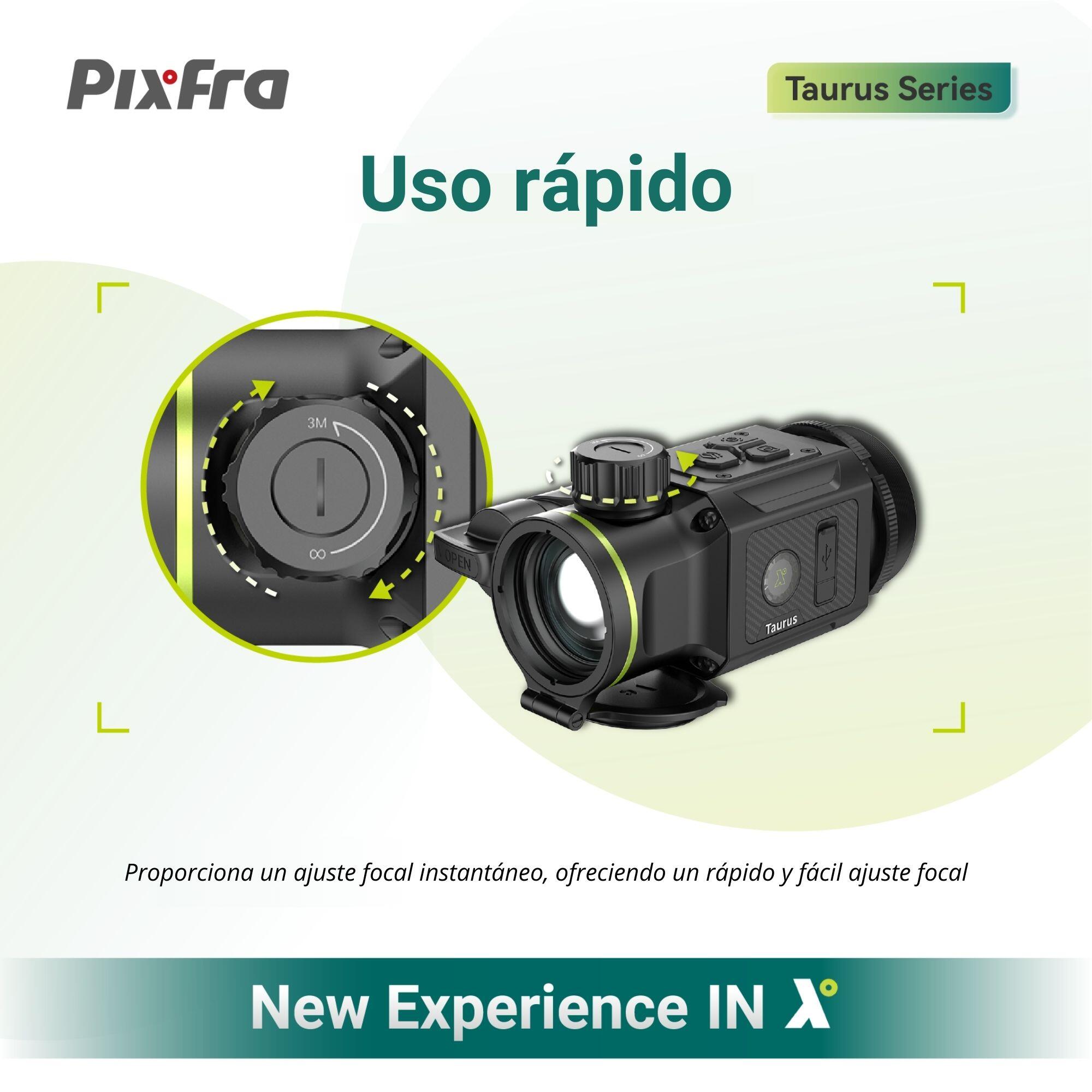 CLIP ON Térmico 35 mm PIXFRA Taurus T435 <18mK S384×288 OLED de 1920 x 1080 5/7