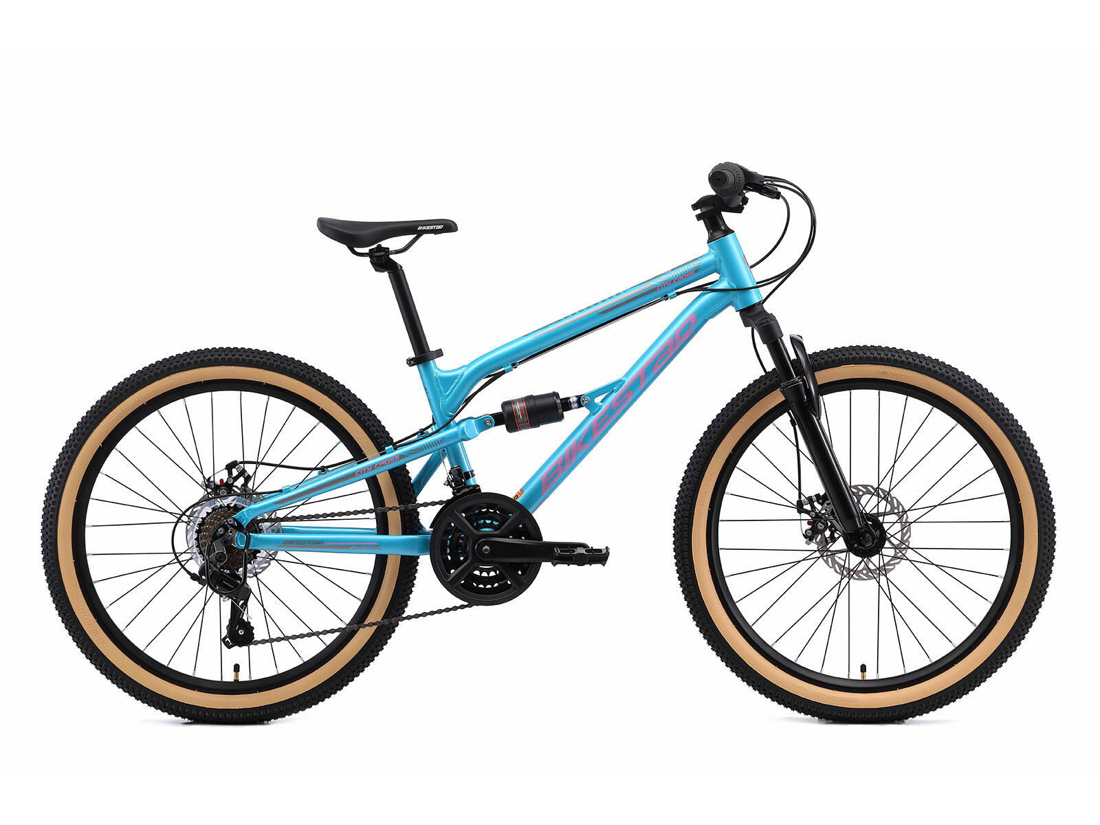 BIKESTAR Bikestar, MTB Fully, Alu, 21 Gänge, 24 Zoll, blau