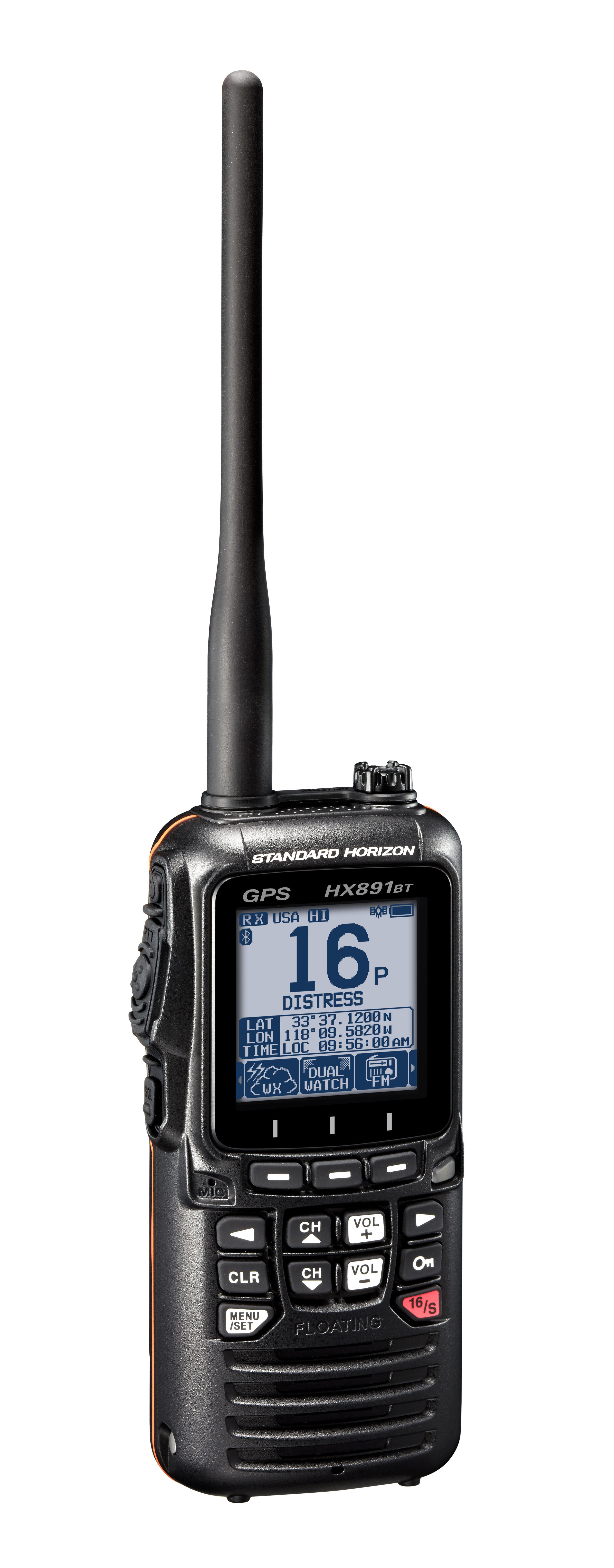 HX891BT/E: Draagbare VHF 6W waterdicht drijvend Bluetooth, GPS, DSC, zwart 2/3