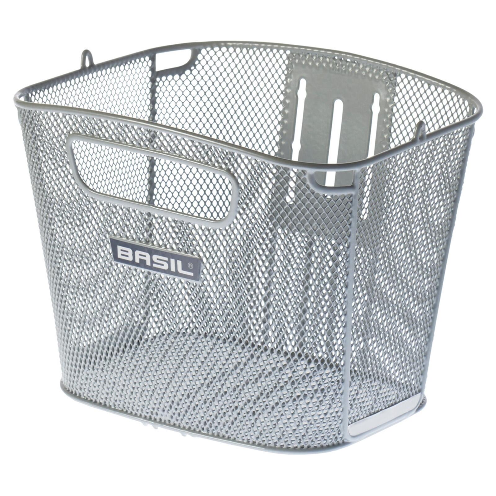 Basil Bold Fietsmand Zilver - Voorop Bevestiging 1/3
