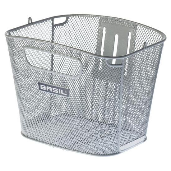 Basil Bold Cestino Anteriore Fisso in Acciaio Argento 28 cm.