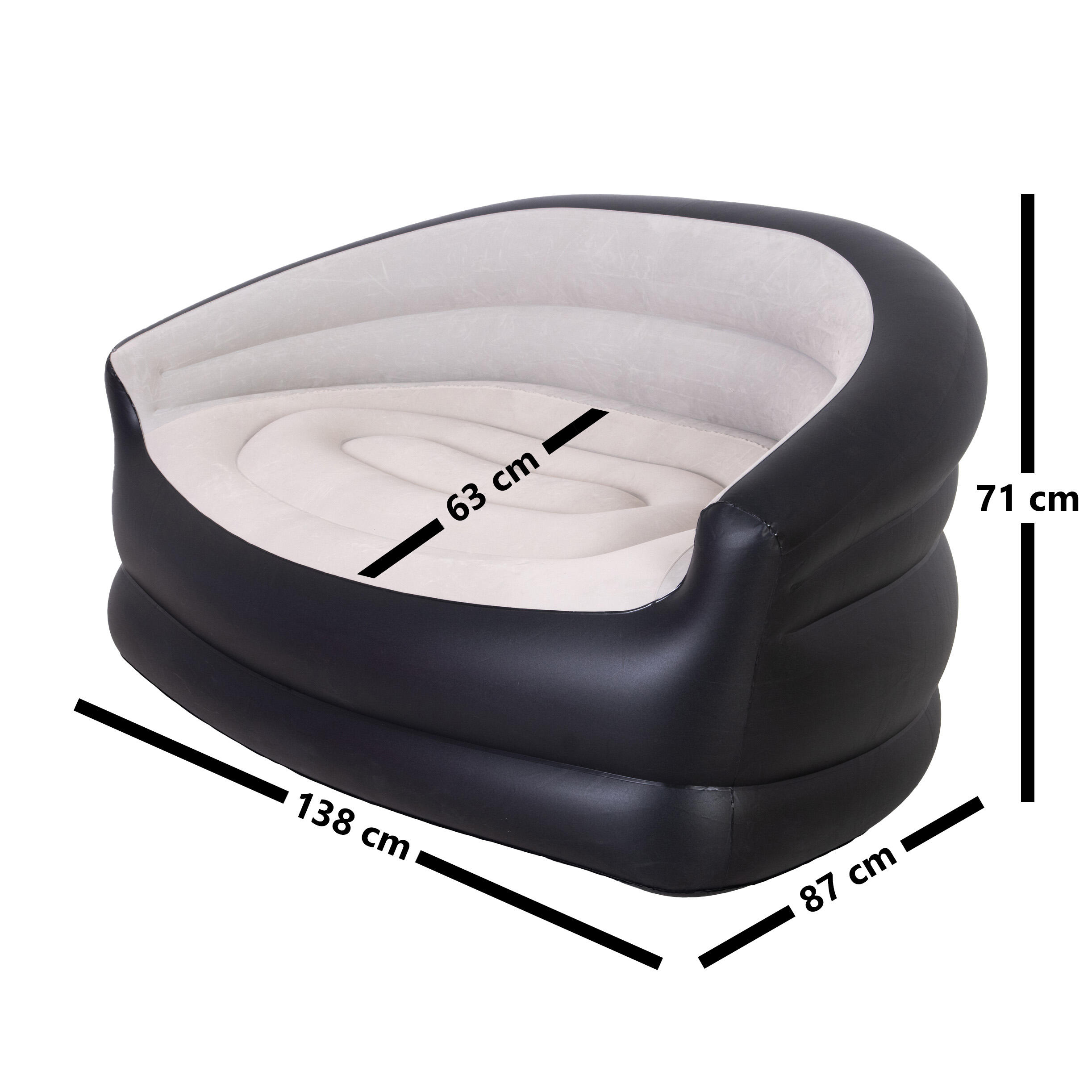 Luftsofa / Aufblasbare Couch Grau / Schwarz 138 x 87 x 71 cm 5/7