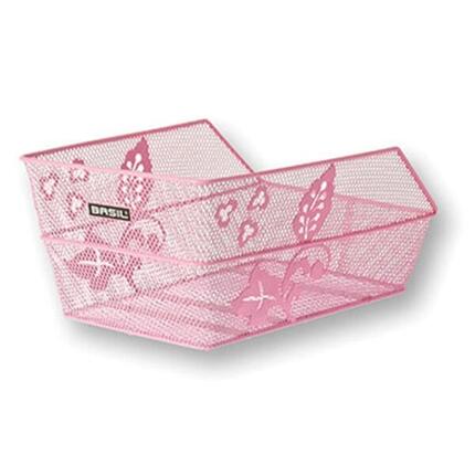 Basil Cento S Flower panier vélo rose, acier à maille fine, 36x26x18 cm, incl...