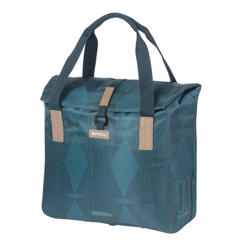 Basil Elegance Bike Shopper Bag, 20–26L, Recycled PET, Estate Blue.