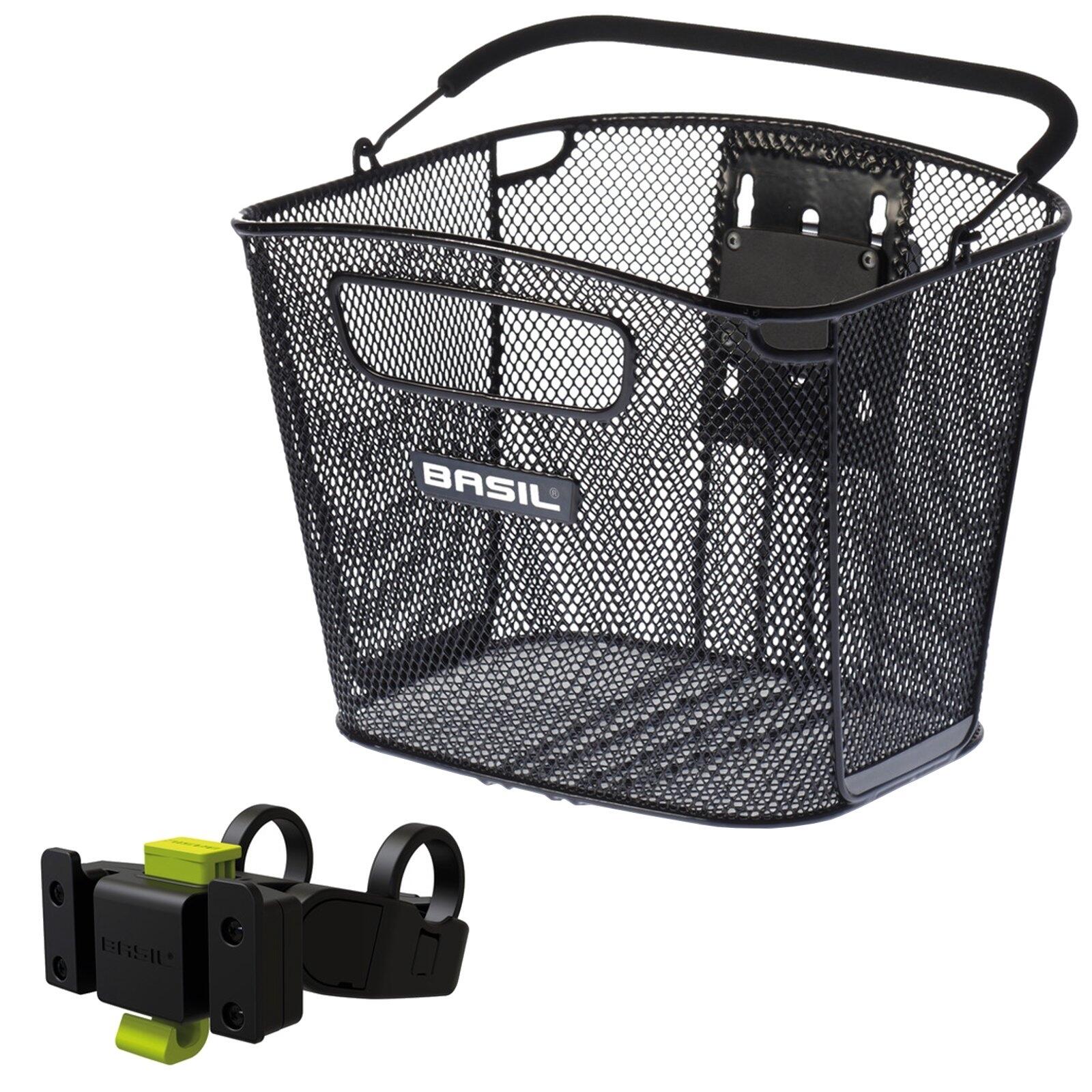 Basil - Panier Vélo Avant Acier Nid Abeille Vendu Avec Fixation Klickfix Spécial Vae - E - Panier Vélo - Noir - 26 L - Decathlon