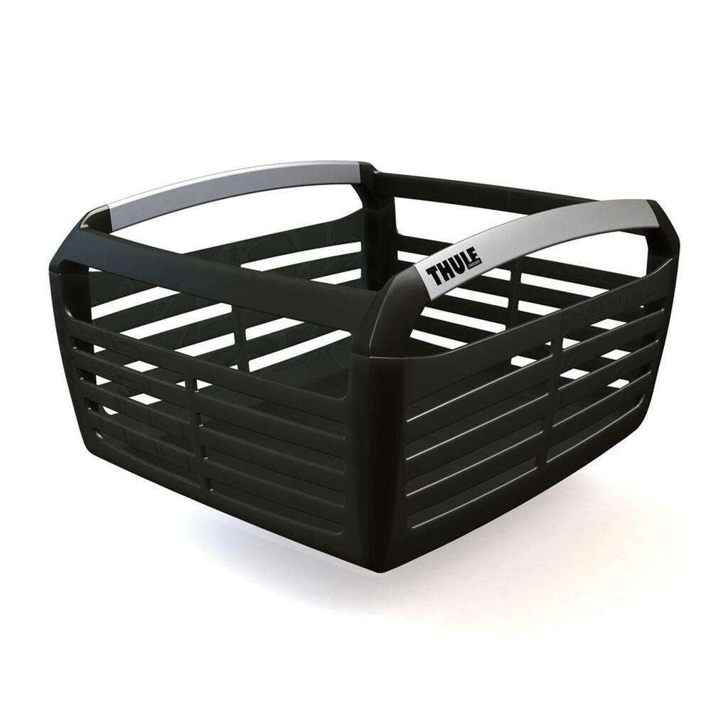 Thule Pack 'n Pedal front & rear rack basket — black, aluminium/polypropylene.