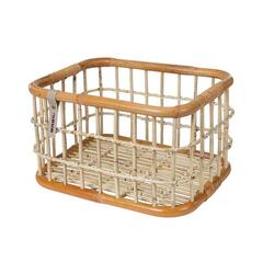 Basil Green Life — grand panier vélo en rotin, avant, naturel brun