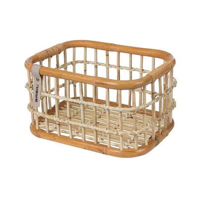 Rotan fietsmand groen life - medium - voorop natural bruin