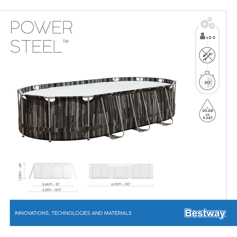Bestway Power Steel Frame Pool Komplett- Set 610 x 366 x 122 cm 6/7