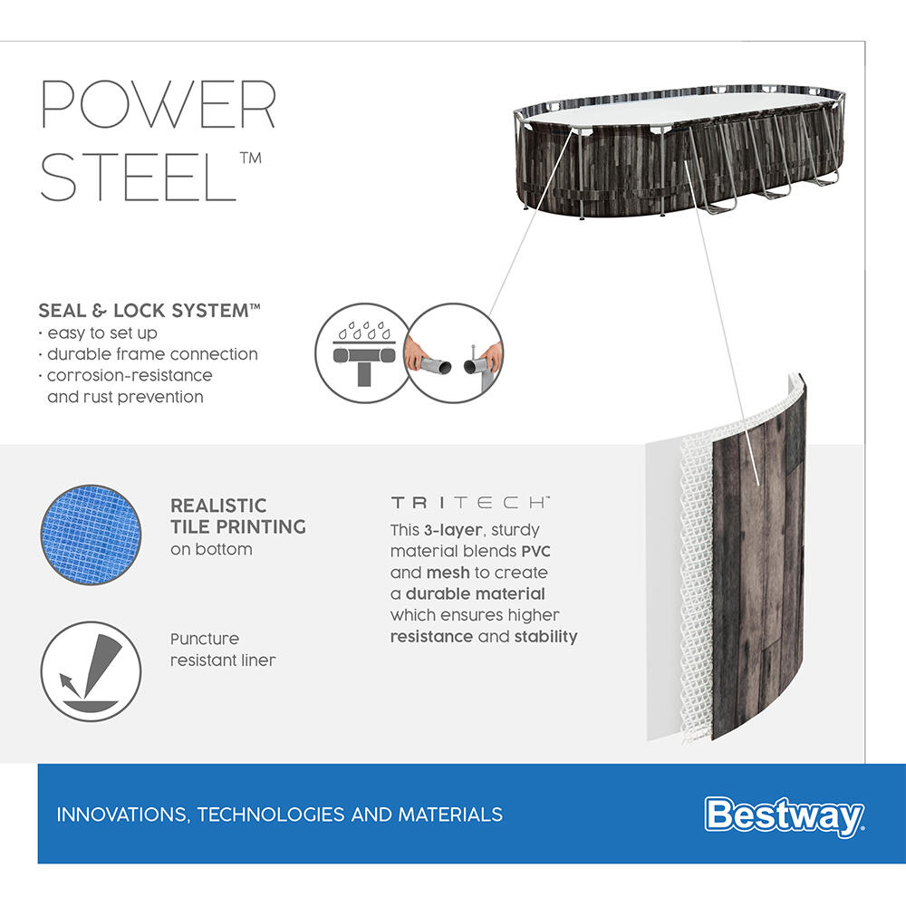 Bestway Power Steel Frame Pool Komplett- Set 610 x 366 x 122 cm 7/7