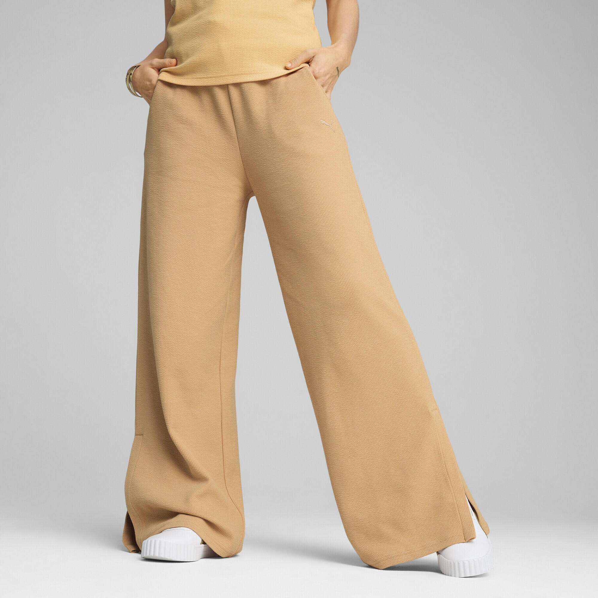 Pantalon droit à taille haute HER Comfort Femme PUMA Warm Beige Brown 2/7