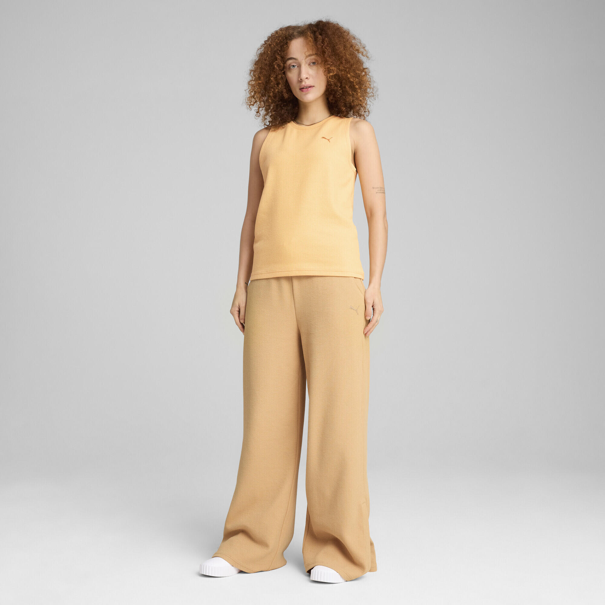 Pantalon droit à taille haute HER Comfort Femme PUMA Warm Beige Brown 6/7