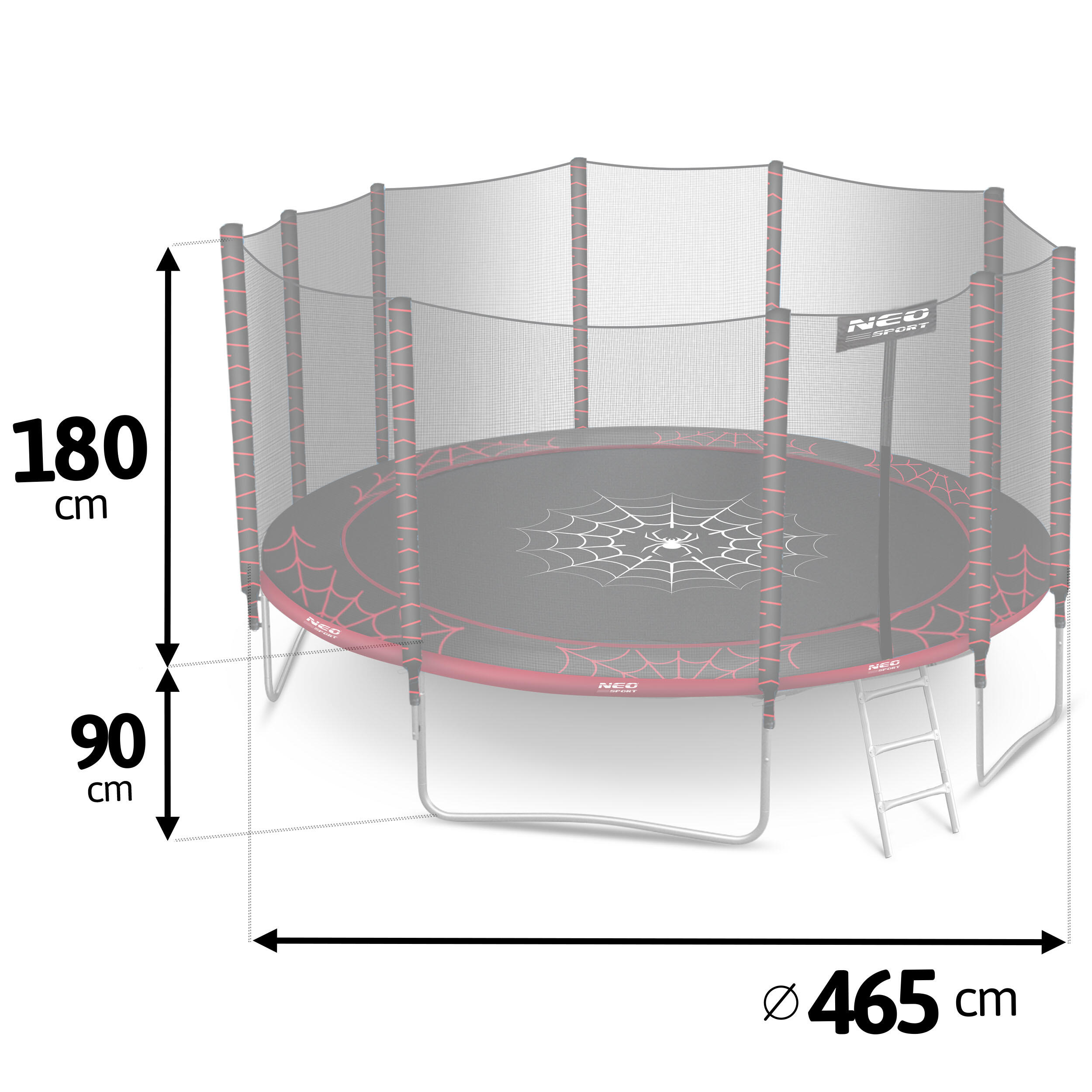Trampolina ogrodowa z siatką zewnętrzną Neo-Sport 465cm 15ft 6/7