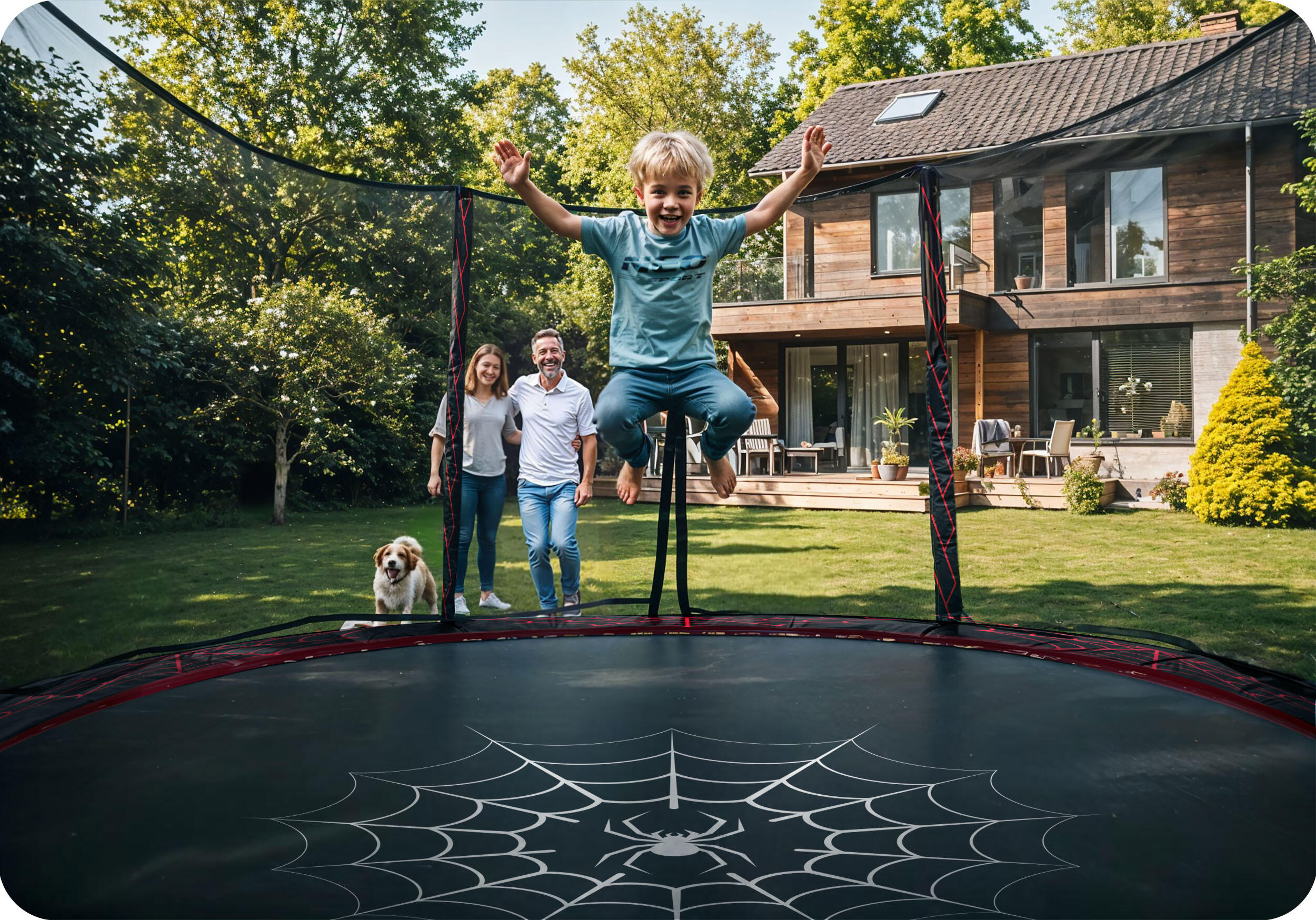 Trampolina ogrodowa z siatką zewnętrzną Neo-Sport 465cm 15ft 3/7