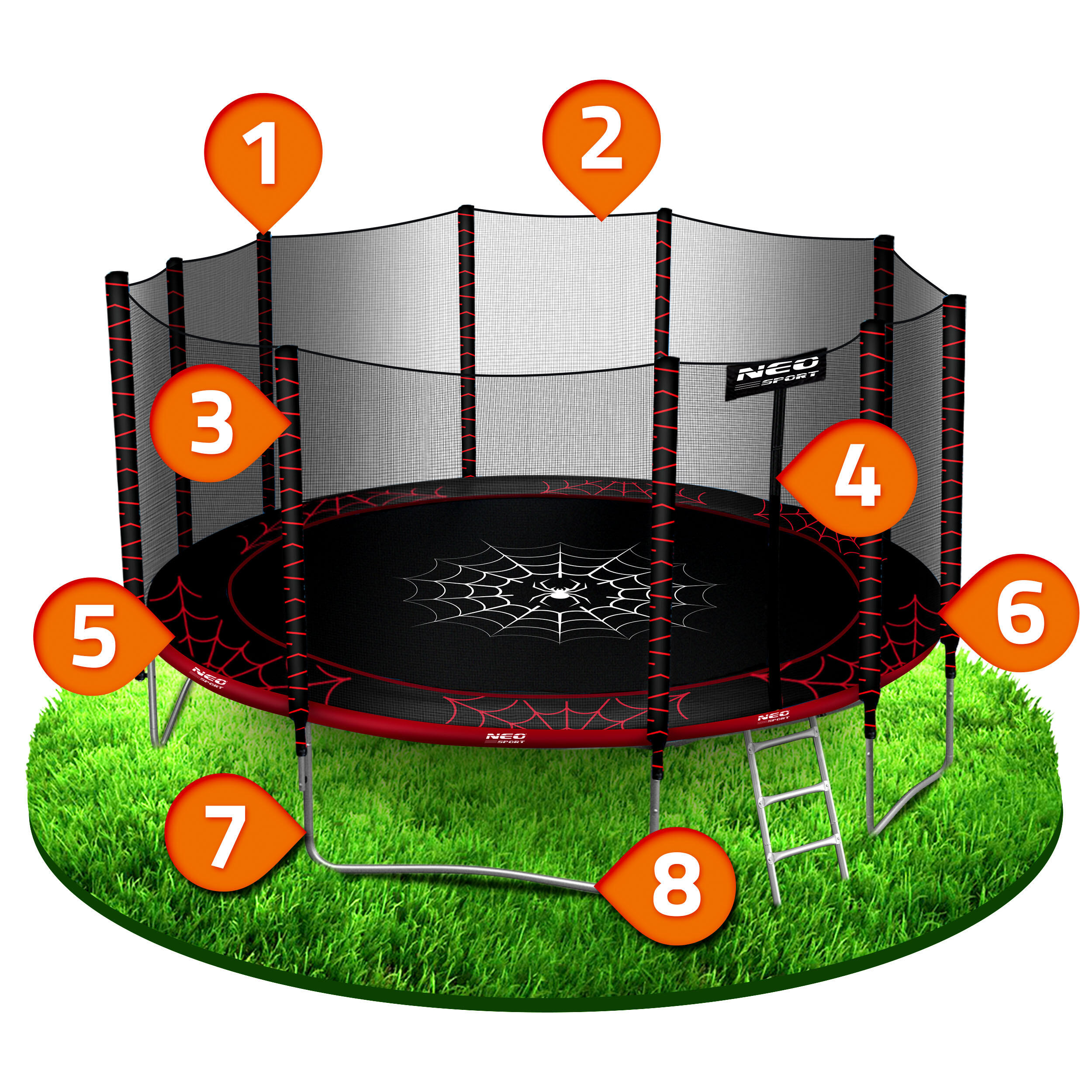 Trampolina ogrodowa z siatką zewnętrzną Neo-Sport 465cm 15ft 5/7