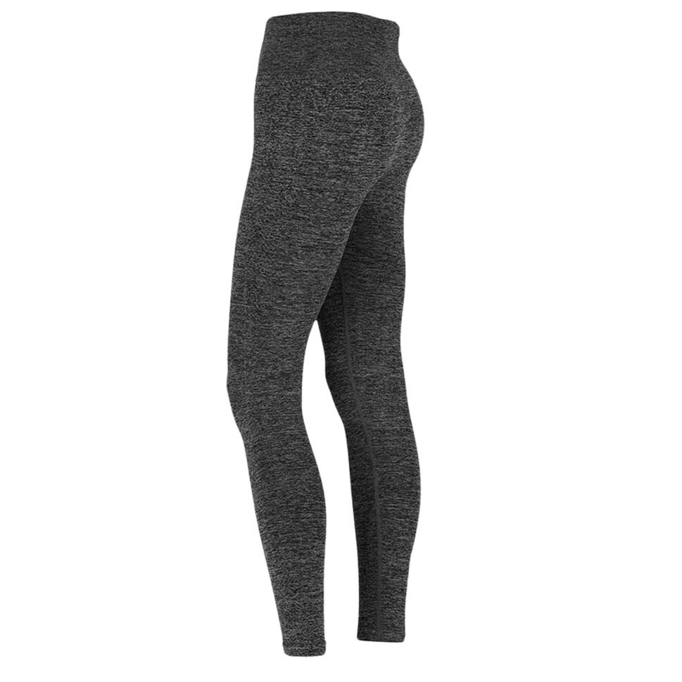 Damskie legginsy sportowe z wysokim stanem, spodnie fitness, antracytowy melanż