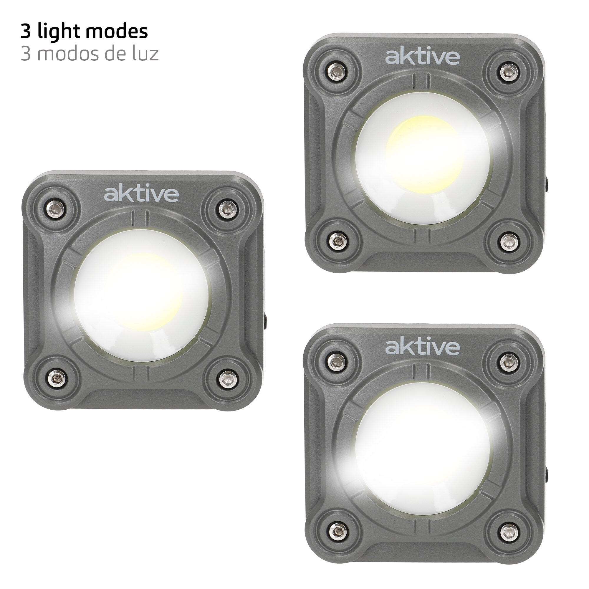 Projecteur LED portable polyvalent à 3 positions avec chargeur USB Aktive 2/7