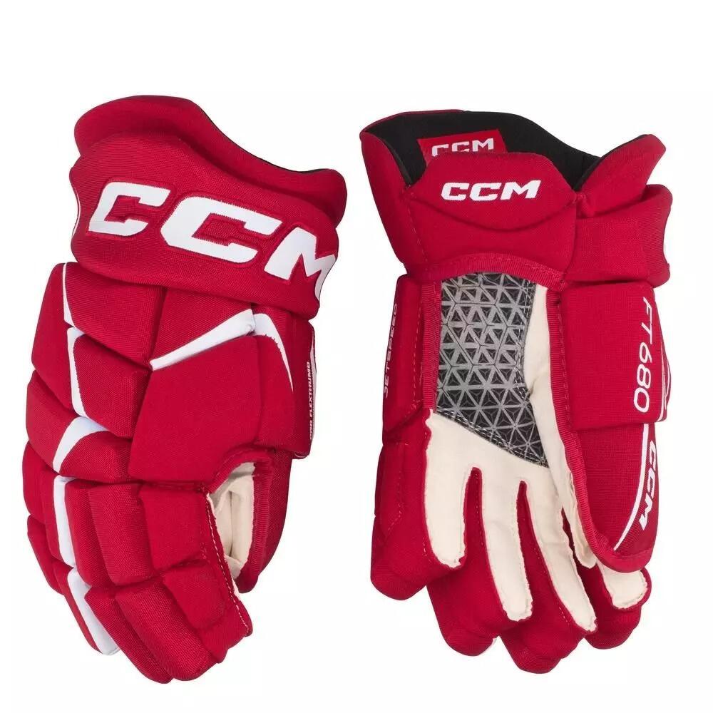 Guantes de Hockey Rojo/Blanco Juniors CCM JETSPEED FT680 2/4