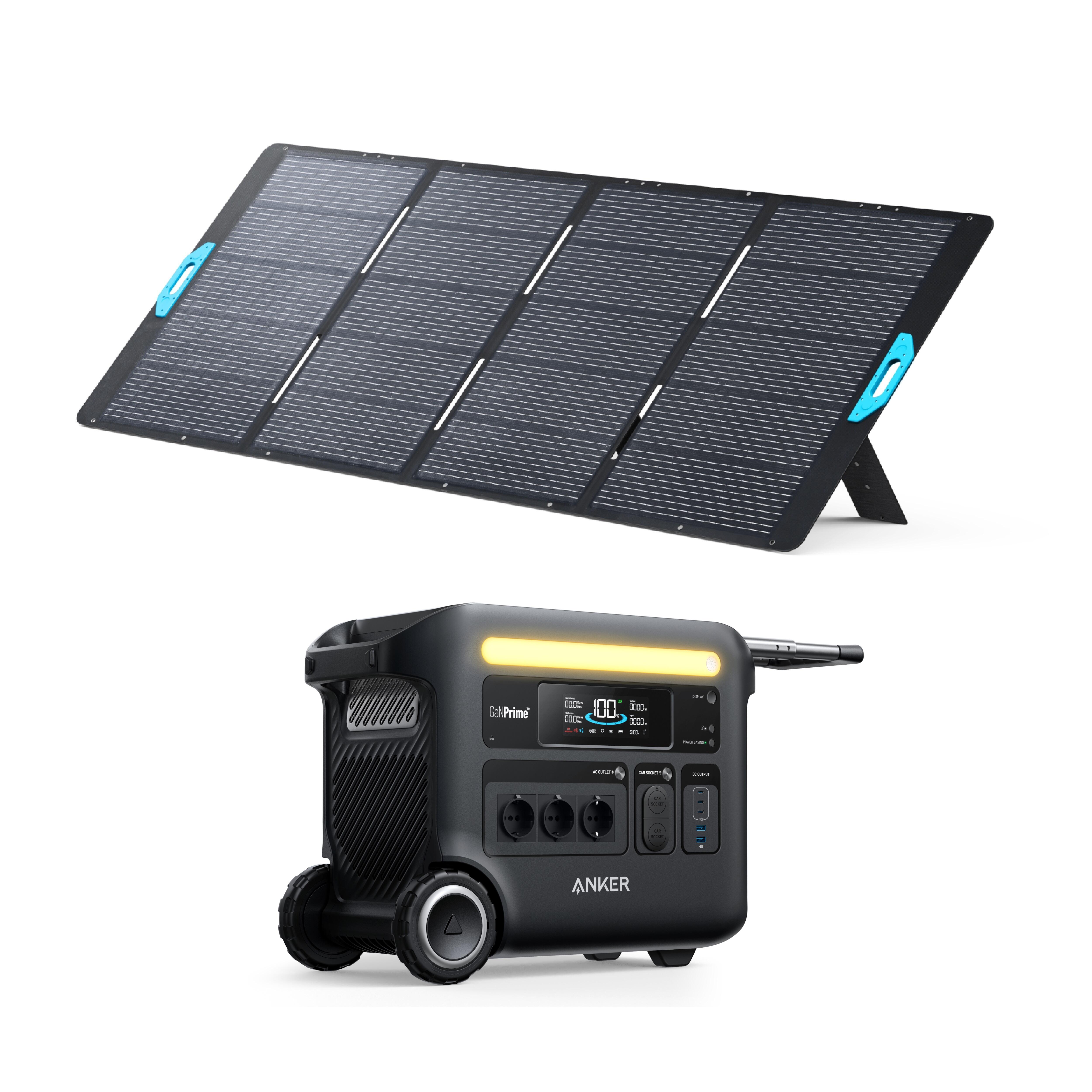 Kit de powerstation anker solix f2600 com painel solar de 400 w