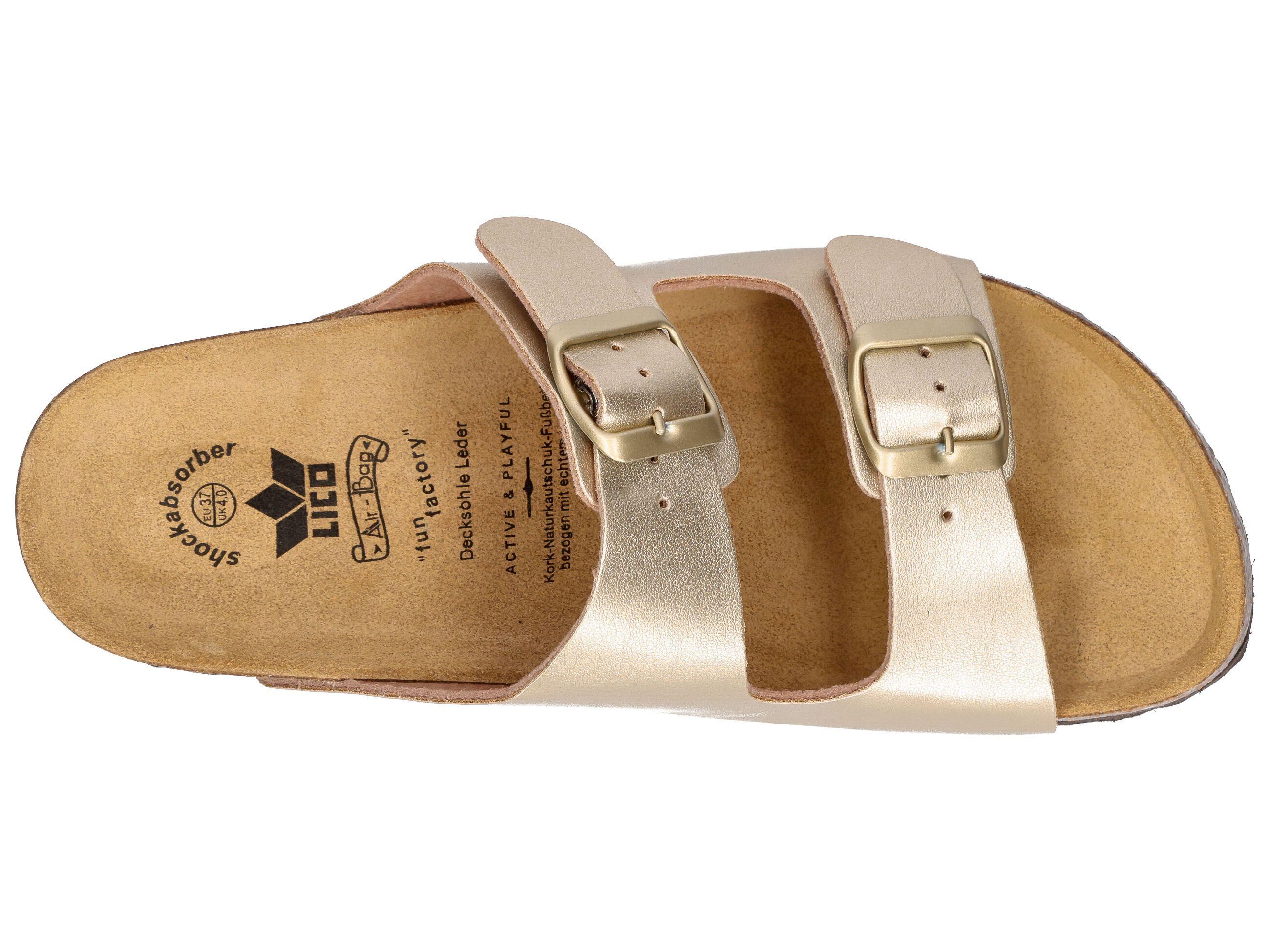 Pantolette Damen Schnallen LICO Bioline Platino 5/6