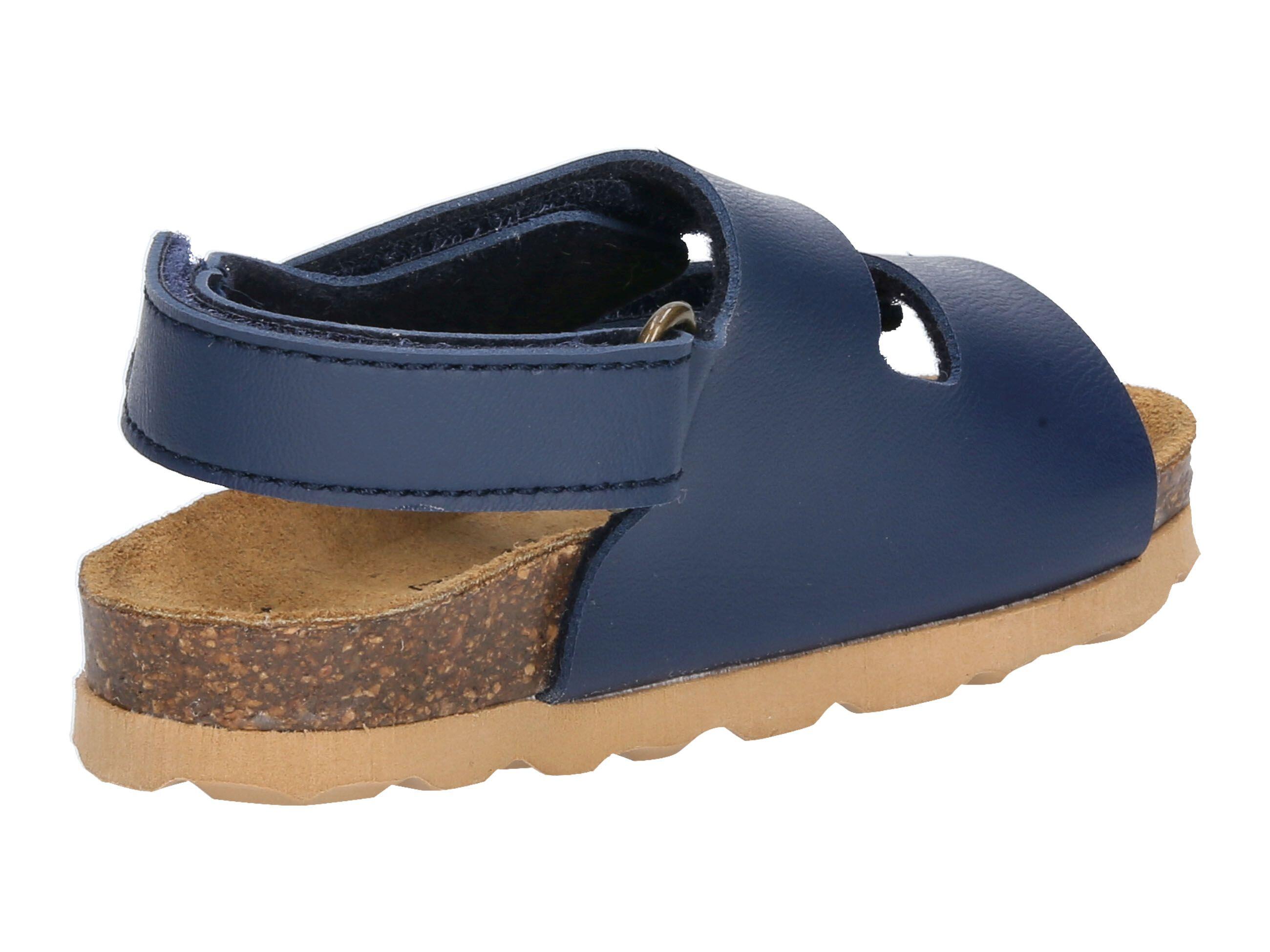 Pantoufle - enfant - velcro, semelle cuir - bleu foncé 4/6