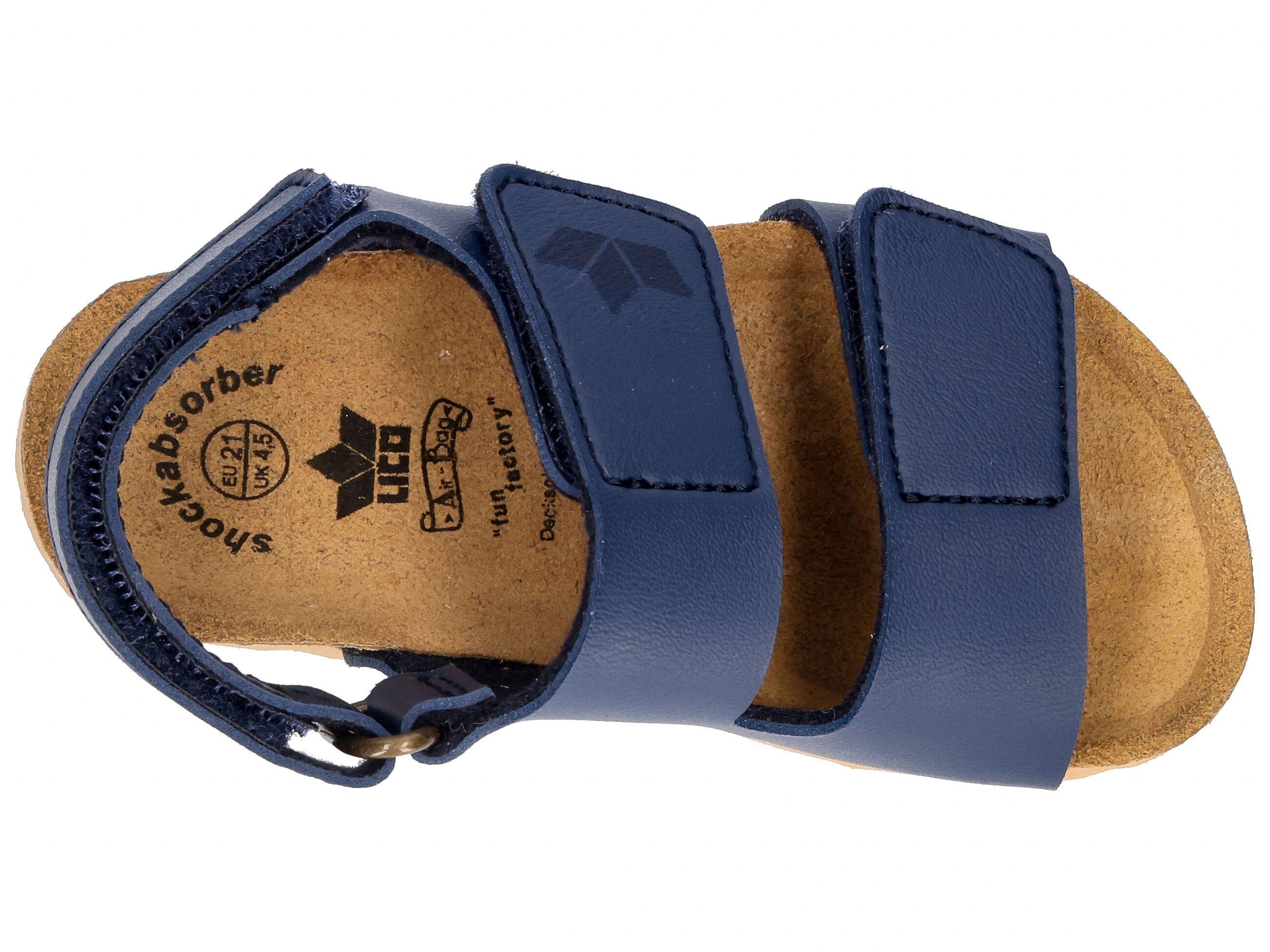 Pantoufle - enfant - velcro, semelle cuir - bleu foncé 5/6