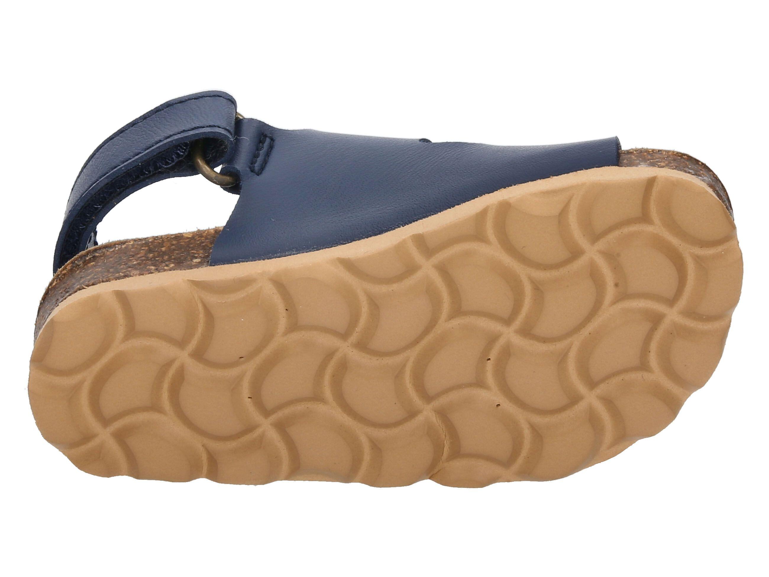 Pantoufle - enfant - velcro, semelle cuir - bleu foncé 6/6