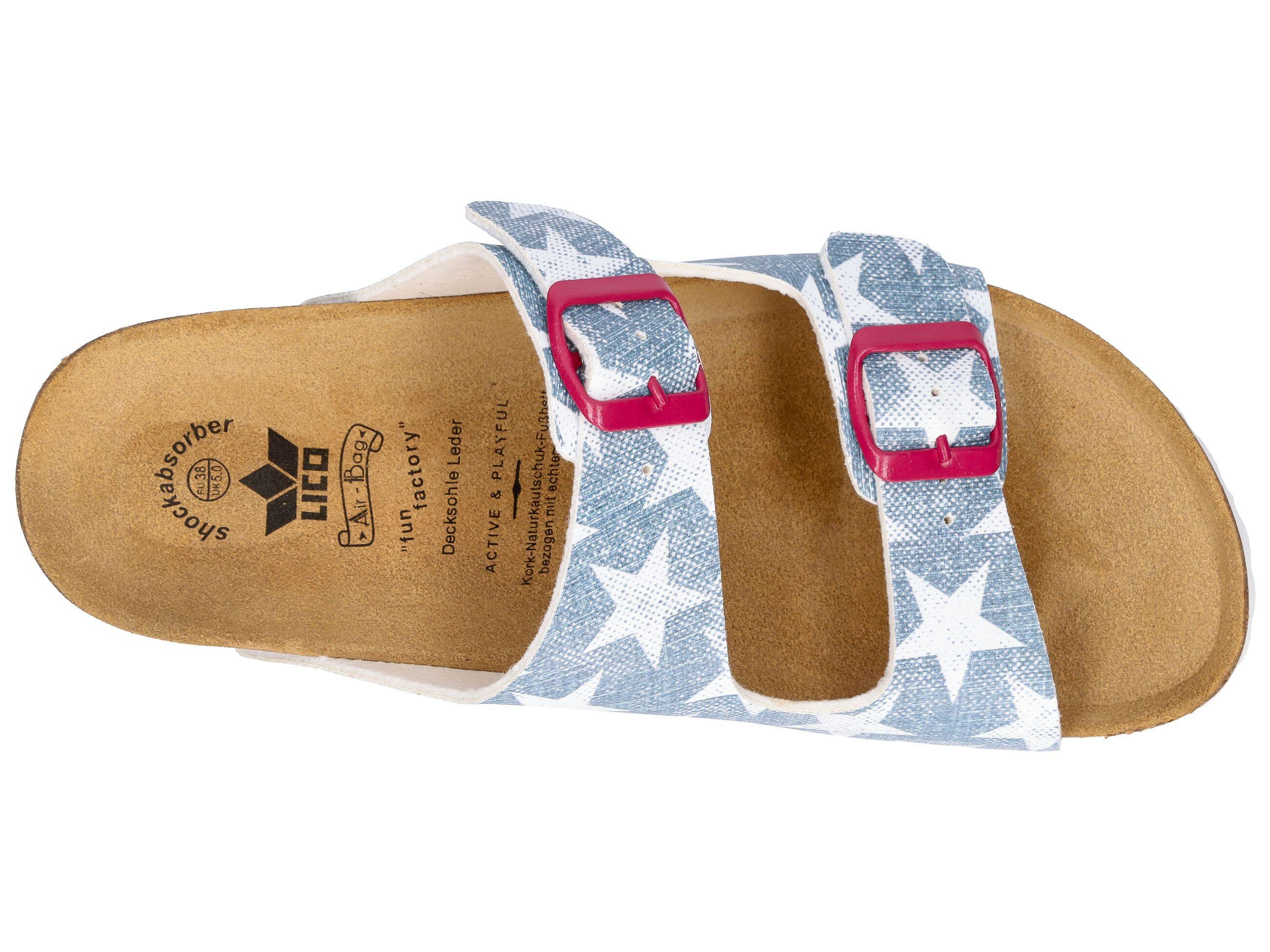 Pantolette Damen Schnallen LICO Bioline Platino 5/6