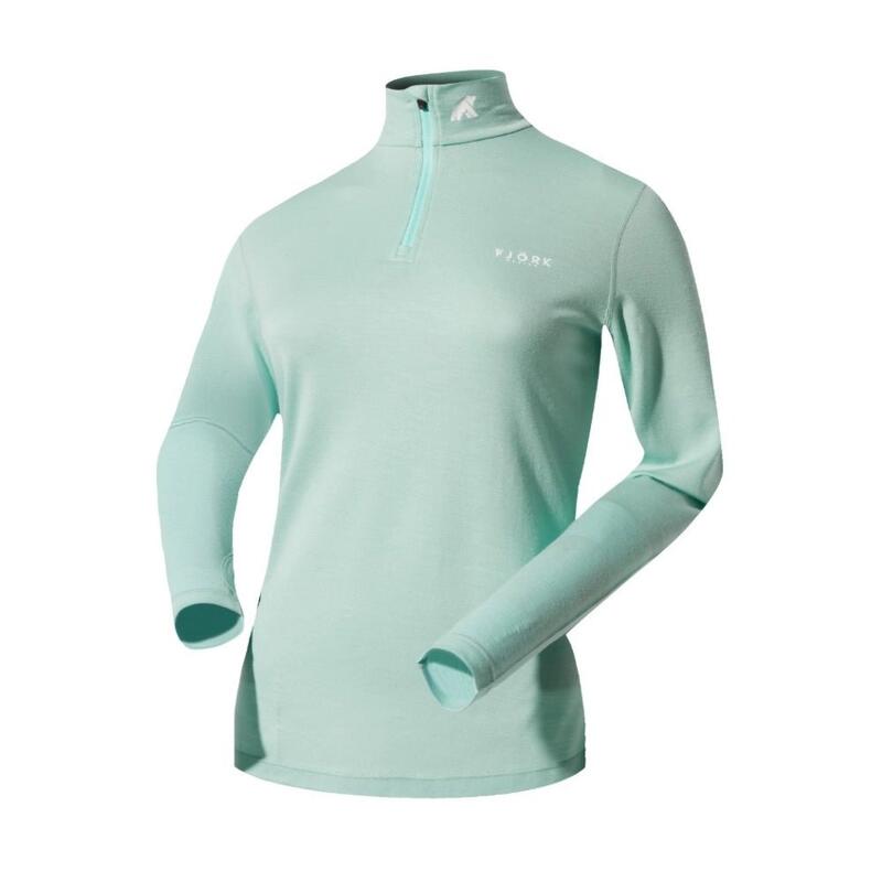 Dames-T-shirt met lange mouwen van 100% merinowol - Bjork 210 Zip