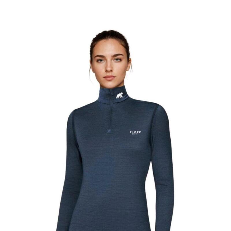 T-shirt femme 100% laine de mérinos manches longues - Bjork 210 Zip
