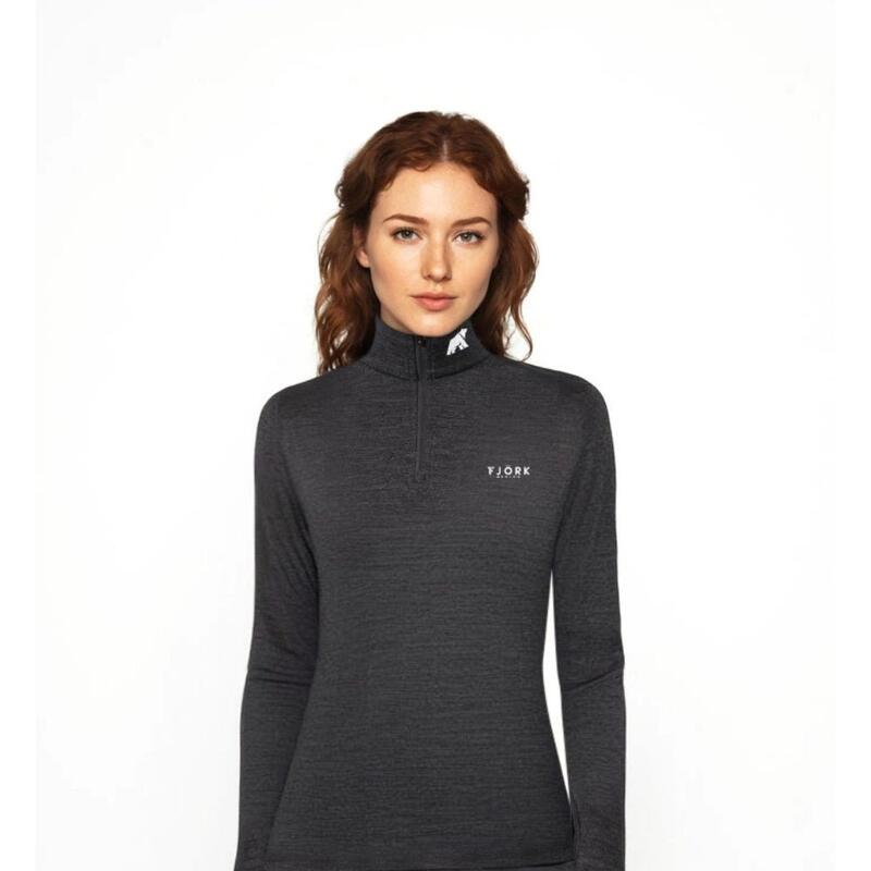T-shirt femme 100% laine de mérinos manches longues - Bjork 210 Zip