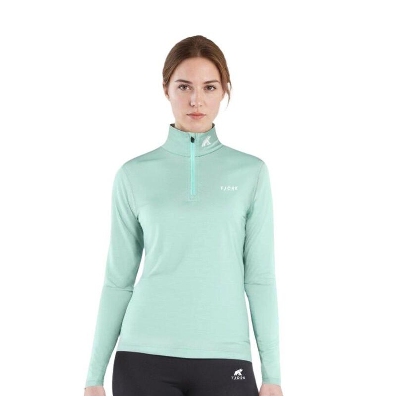T-shirt femme 100% laine de mérinos manches longues - Bjork 210 Zip
