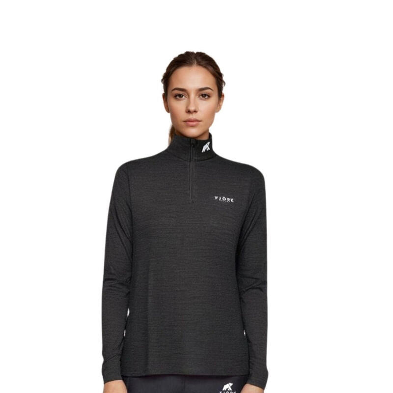 T-shirt femme 100% laine de mérinos manches longues - Bjork 210 Zip