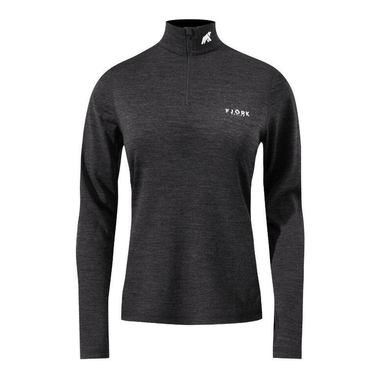 T-shirt femme 100% laine de mérinos manches longues - Bjork 210 Zip