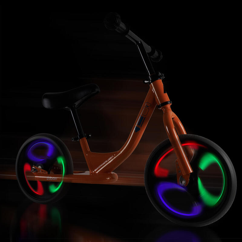 Bicicleta fara pedale Strike, cu roti luminoase de 12 inch, orange
