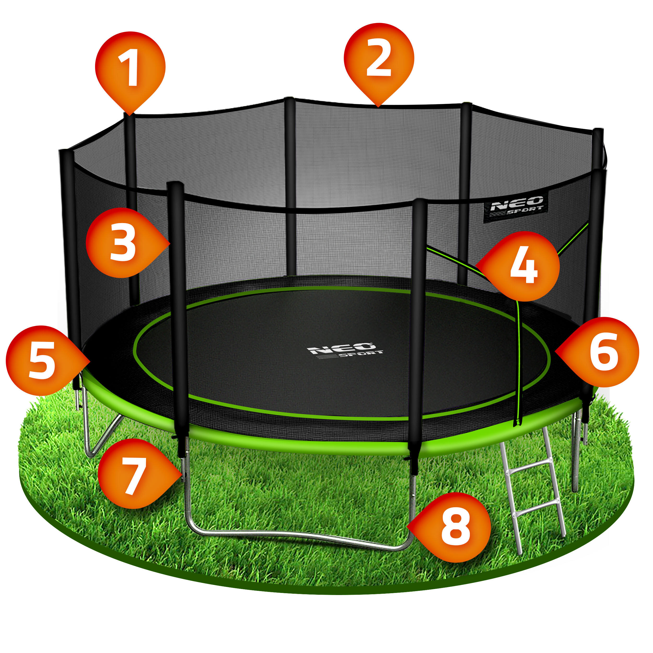 Trampolina ogrodowa z siatką zewnętrzną Neo-Sport 404cm 13ft 5/7