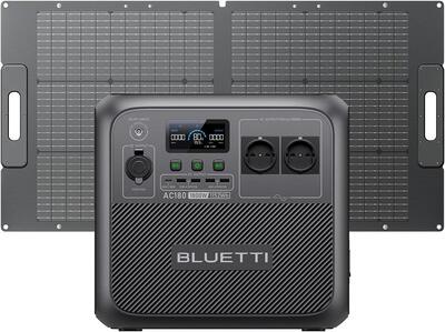 BLUETTI Generatore Solare AC180 1800W+Pannello Solare 100W per Roulotte.Camping