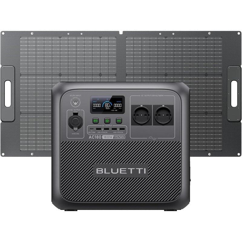BLUETTI AC180 Générateur Solaire 1800W+Panneau Solaire 100W pour Caravan,Camping