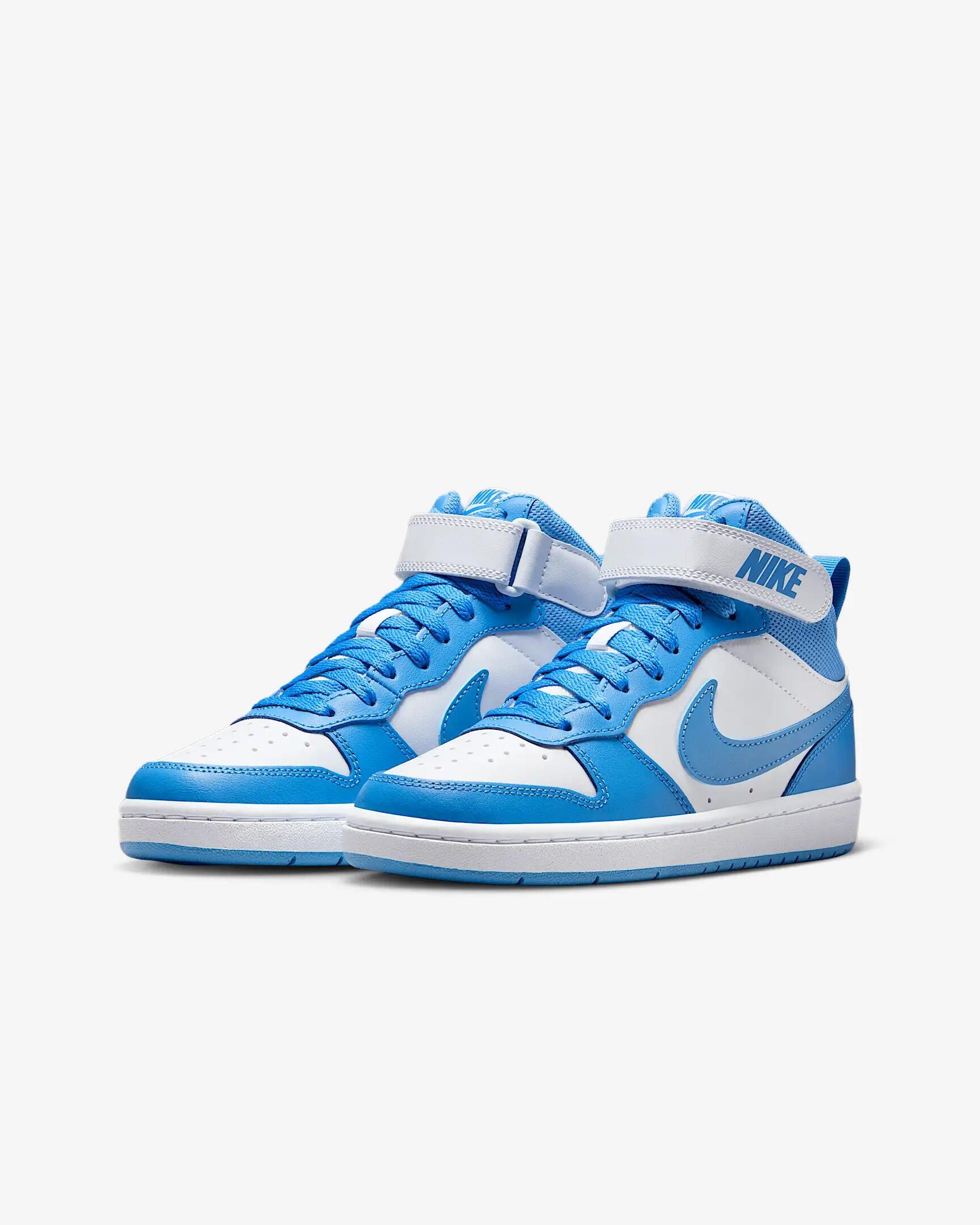 Scarpe ragazzo nike court borough mid 2 (gs) - blu/bianco 5/6