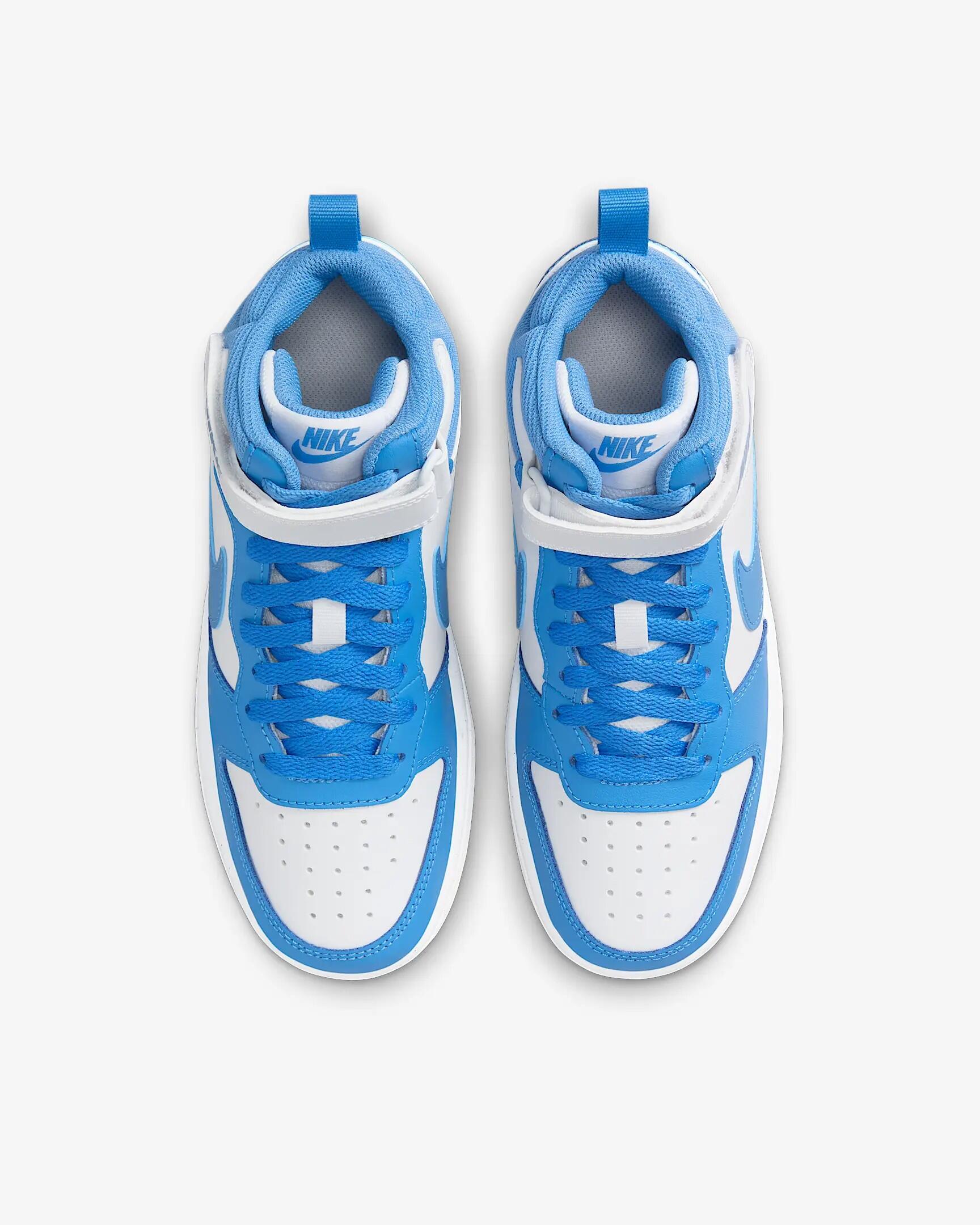 Scarpe ragazzo nike court borough mid 2 (gs) - blu/bianco 4/6