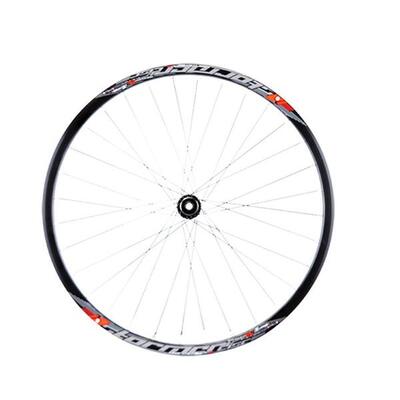 Voorwiel met schijfvelg en steekas velox 700 mach1 stormer 15. centerlock 12x100