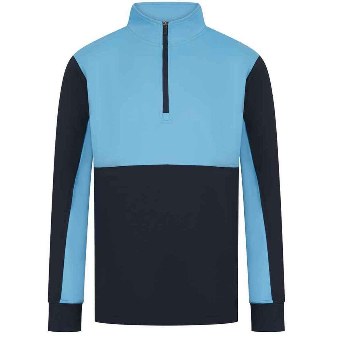 FINDEN & HALES Mens Quarter Zip Track Top (Navy/Sky Blue)