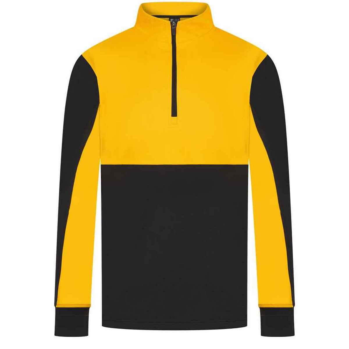 FINDEN & HALES Mens Quarter Zip Track Top (Black/Gold)