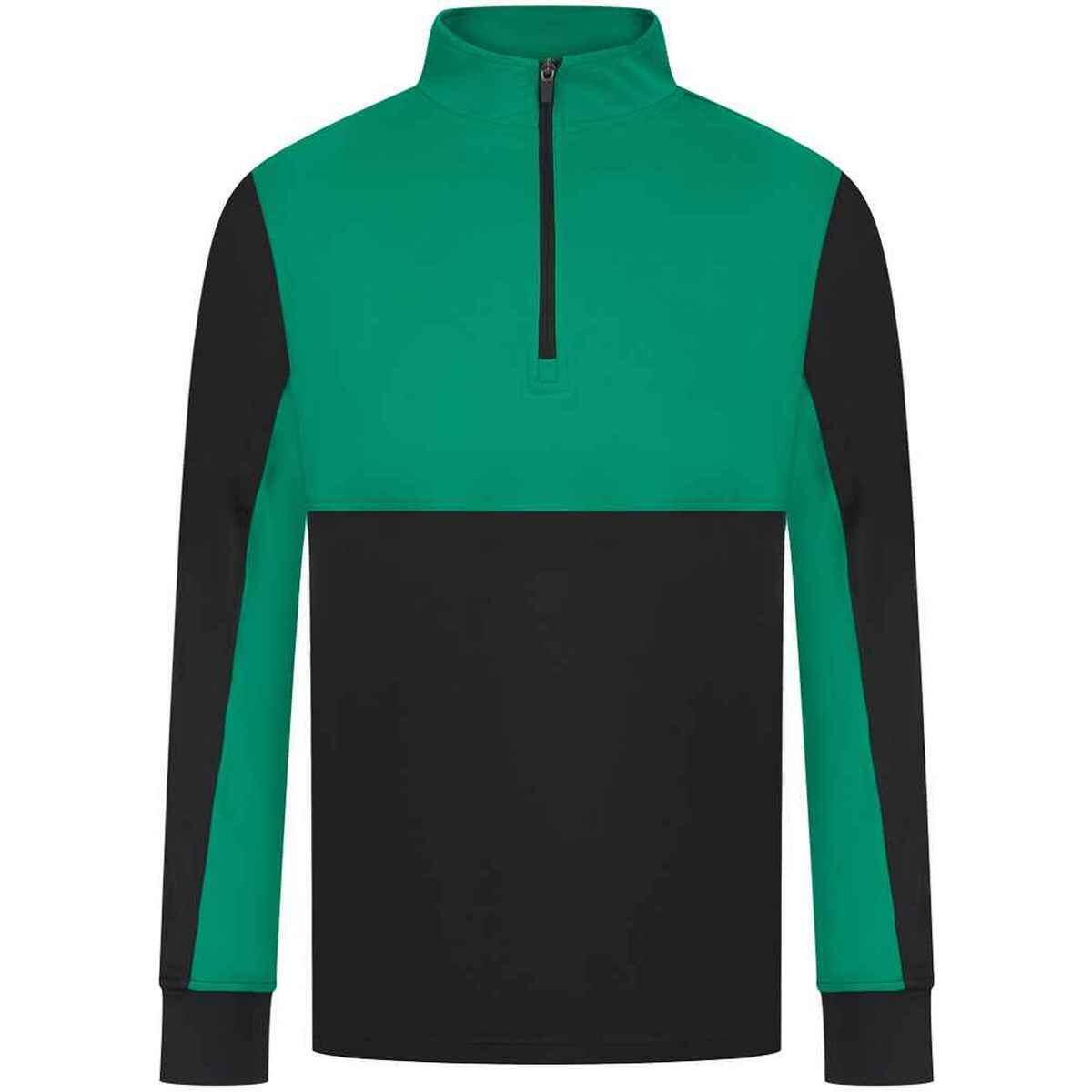 FINDEN & HALES Mens Quarter Zip Track Top (Black/Emerald)