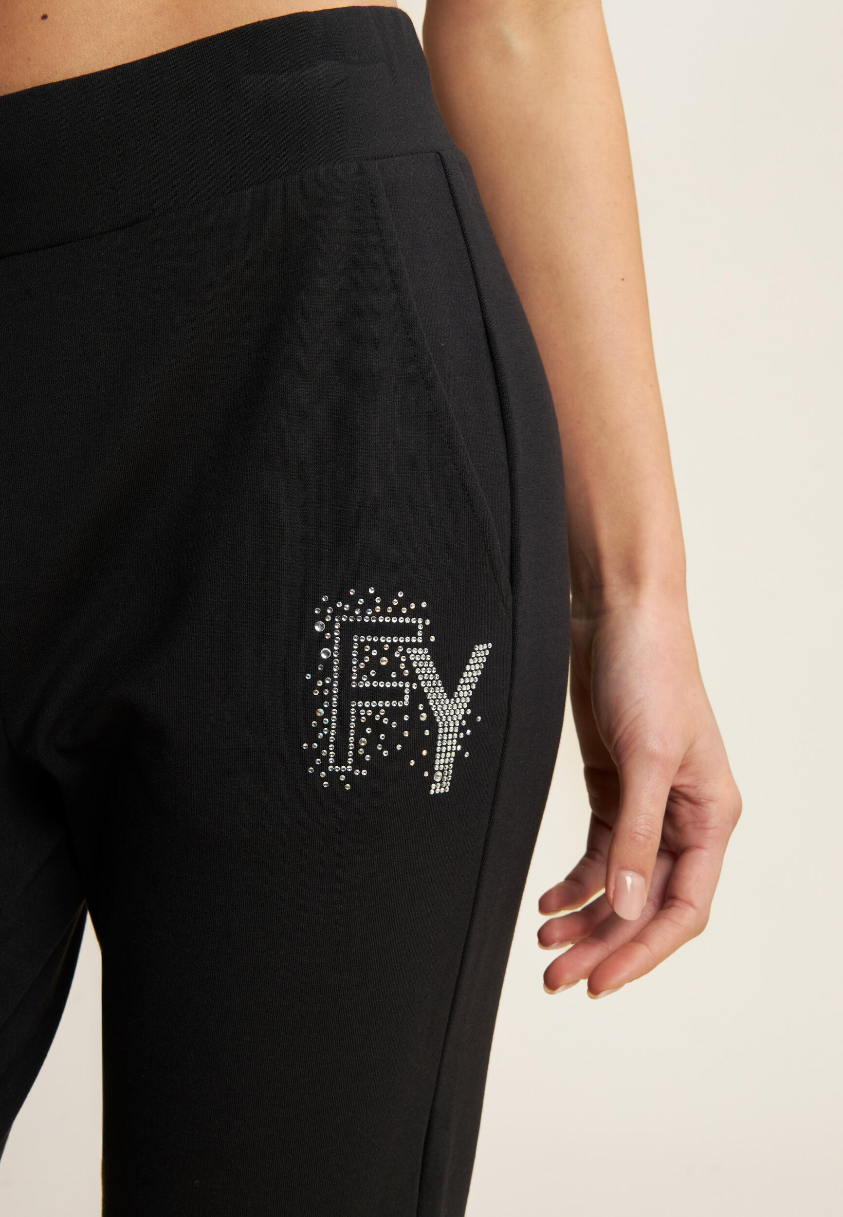 Pantaloni 7/8 con Risvolto e Strass 5/5